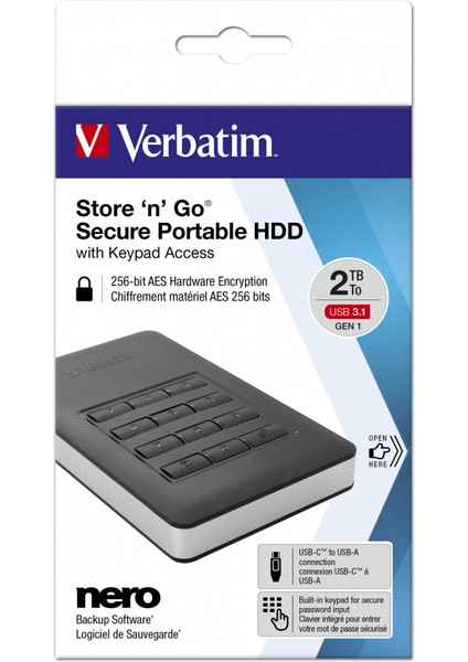 Verbatım 53403 -2 Tb HDD Incl. Keypad Usb3.1 Gen1 Şifrelemeli Harddisk