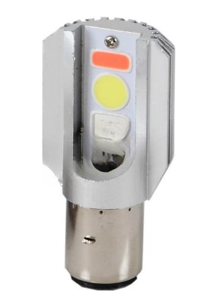 Motosiklet Bosch Tipi Kısa Uzun - Mavi Kırmızı Çakarlı LED Far Ampulu