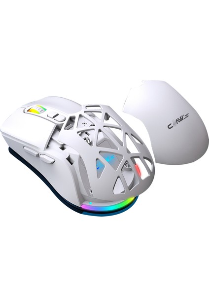 Nexus Air V1 Kablosuz 10000 Dpi Pixart PMW3325 Sensör Makro Yazılımlı & Değiştirilebilir Kapaklı RGB Kablosuz Gaming Mouse - Beyaz (2.4 GHz Kablosuz + BT5.1 + Type-C ile Kullanım Desteği)