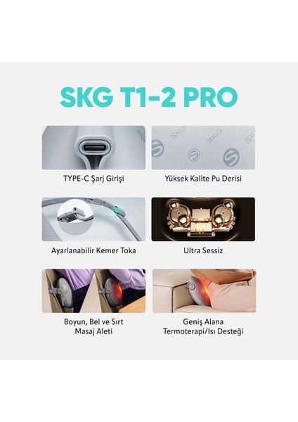 Skg T1-2 Pro Masaj Yastığı, Termoterapi-Isı Terapisi, Bel, Kalça, Sırt, Omuz Boyun Masaj Aleti