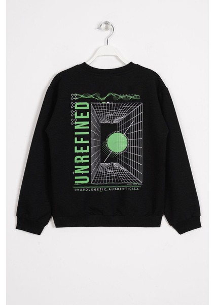 Ön Arka Dijital Baskı Detaylı Siyah Renk Erkek Çocuk Sweatshirt modelleri