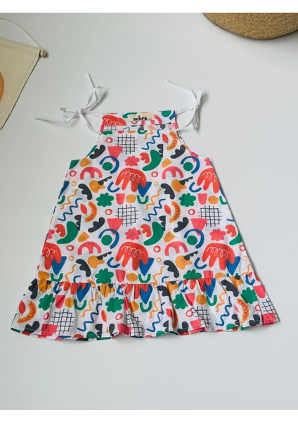 Kız Çocuk Poplin Ip Askılı Fırfırlı Elbise fiyatları