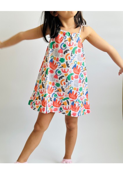 Kız Çocuk Poplin Ip Askılı Fırfırlı Elbise fırsatları