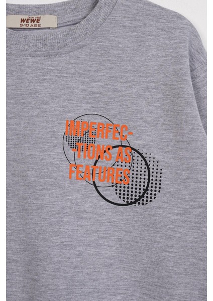 Yazı Baskılı Gri Melanj Renk Erkek Çocuk Sweatshırt fiyatları