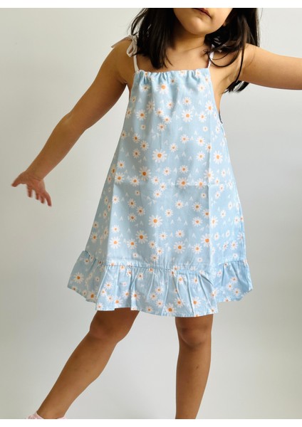 Kız Çocuk Poplin Ip Askılı Fırfırlı Elbise fırsatları