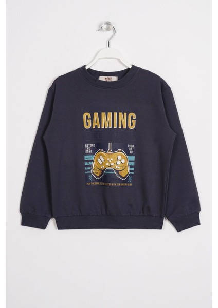 Gaming Baskılı Füme Renk Erkek Çocuk Sweatshirt