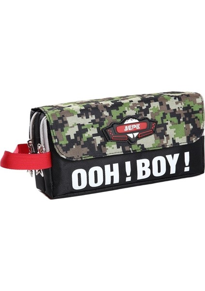 Erkekler Için Çok Fonksiyonlu Kalem Kutusu, Kamuflaj Çift Katmanlı Büyük Kapasiteli Kalem Kutusu, Lise ve Ilkokul Öğrencileri Için Kırtasiye Saklama Çantası (Yurt Dışından)