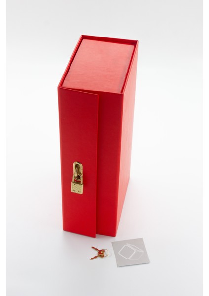 Kalbimin Anahtarı Karton Kutu Kırmızı Kilitli Hediye Kutusu 25X13X8 cm Sevgililer Günü modelleri