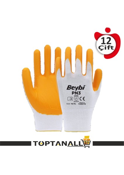 Pn3 Polyester Örme Nitril Sarı Iş Eldiveni (12 Çift)