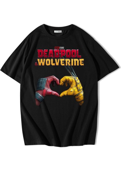 Unisex Oversize Deadpool & Wolverine Heart T-Shirt