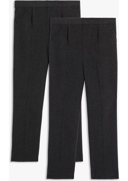 Çocuk Likralı Esnek Rahat Kesim Kumaş Okul Pantolon modelleri