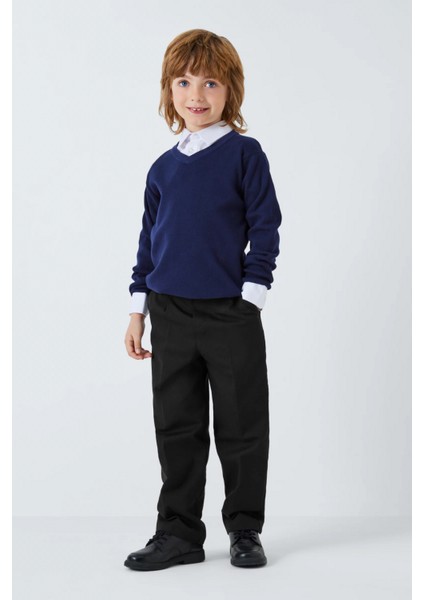 Çocuk Likralı Esnek Rahat Kesim Kumaş Okul Pantolon