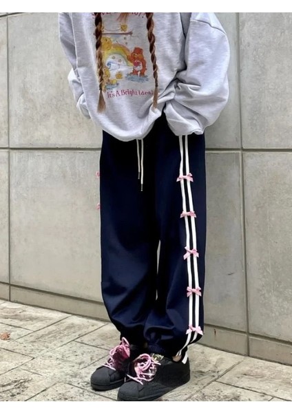 Lacivert Coquette Bows Side Stripe Paraşüt Eşofman Altı S fiyatları