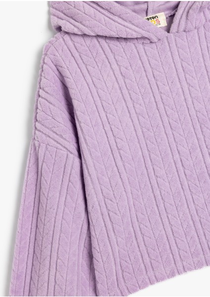 Crop Sweatshirt Kapşonlu Dokulu Manşetleri Lastikli modelleri