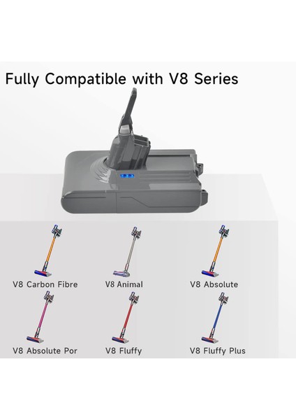 21.6V V8 Pil Adaptörünü + Dyson V8 Piller Için Ön Filtreyi Değiştirin V8 Absolute V8 Hayvan Elektrikli Süpürge Şarj Edilebilir (Yurt Dışından)