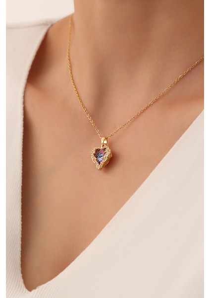 Gold Pembe Hearts Kadın Kalp Kolye 1453531