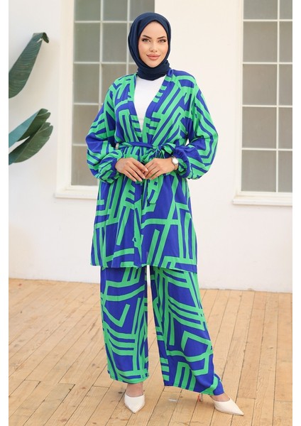 Bengül Kimono Pantolon Ikili Takım 1111 - Yeşil