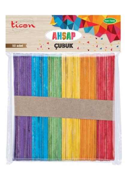 Renkli Dil Çubuğu Dar 50LI - 6 Paket