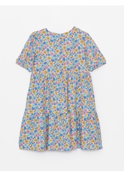 Pembe Baskılı Bisiklet Yaka Çiçekli Kız Çocuk Elbise fiyatları