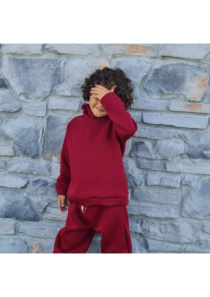 Çocuk Alt Üst Eşofman Kapüşonlu Kalın Kumaş Ikili Takım - Üç Iplik Şardonlu fiyatları