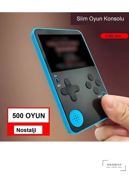 Retro Klasik 500 Oyun 2.4 Inç Renkli LCD Ekran 6.5mm Slim Kasa Taşınabilir El Atarisi