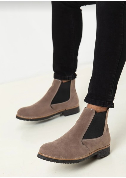 Erkek Kışlık Chelsea Bej Süet Bot