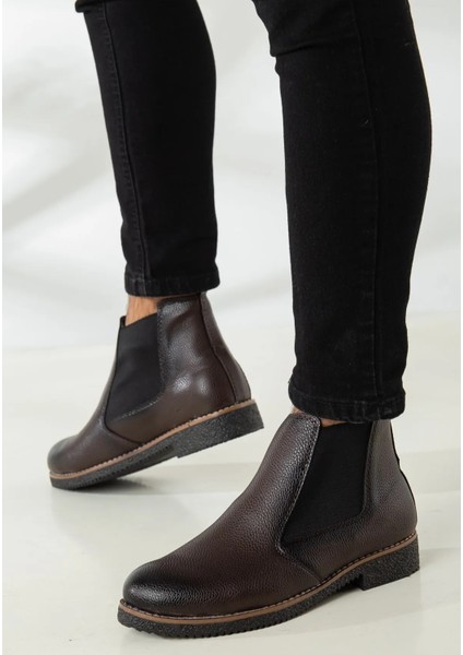 Erkek Kışlık Chelsea Kahve Baskılı Bot