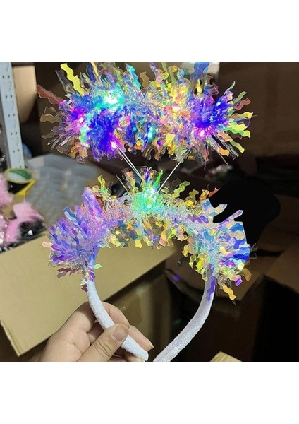 Püsküllü LED Işıklı Parlak Hologramlı Taç Beyaz fiyatları