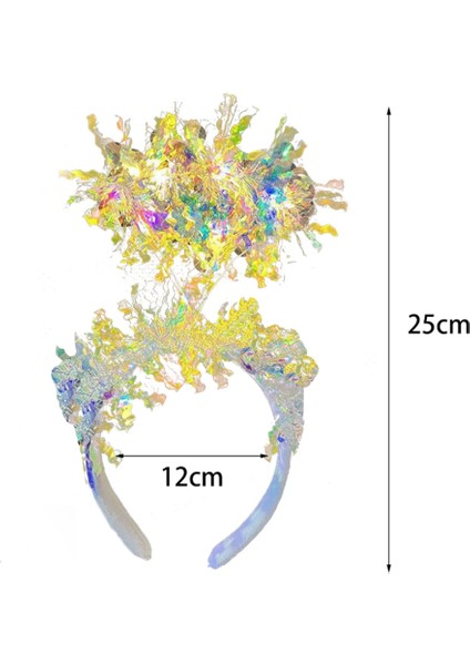 Püsküllü LED Işıklı Parlak Hologramlı Taç Beyaz modelleri