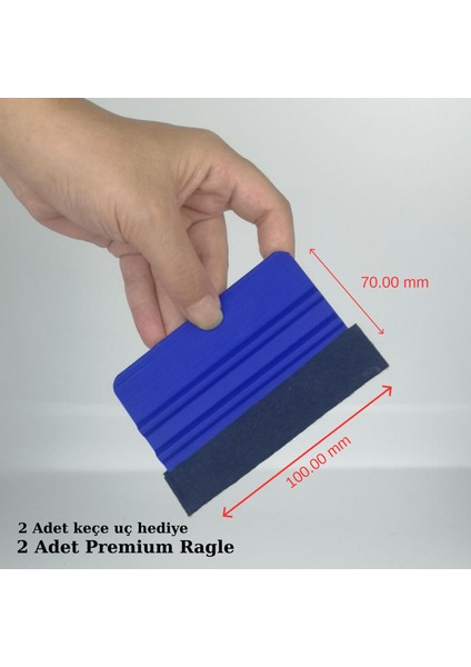 Premium Keçeli Ragle Folyo Film Uygulama Aparayı (2 Adet Ragle + 2 Adet Yedek Keçe Uç)