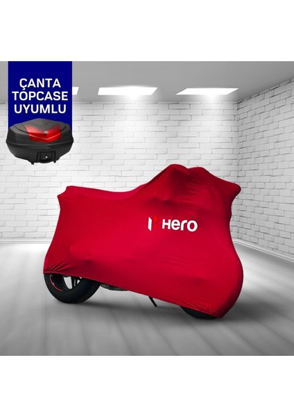 Ultra Shop Hero Duet 125 Motosiklet Branda Topcase Çanta Uyum Logolu Kumaş Penye Kırmızı Motor Branda