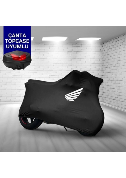 Ultra Shop Honda Spacy 110 Alpha Motosiklet Branda Topcase Çanta Uyum Logolu Kumaş Siyah Motor Branda