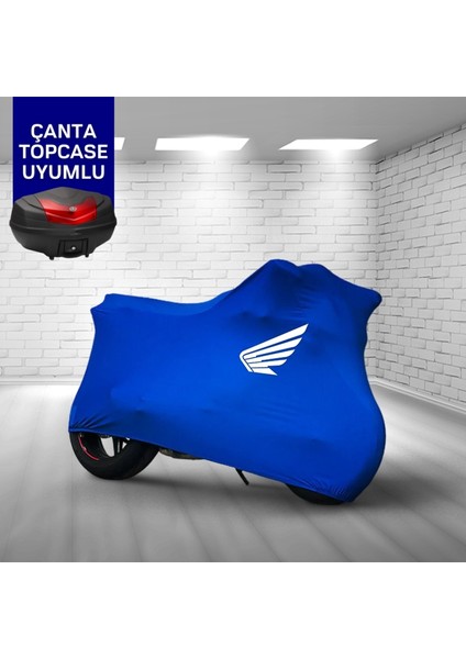 Ultra Shop Honda Wave 110 Motosiklet Branda Topcase Çanta Uyum Logolu Kumaş Penye Mavi Motor Branda