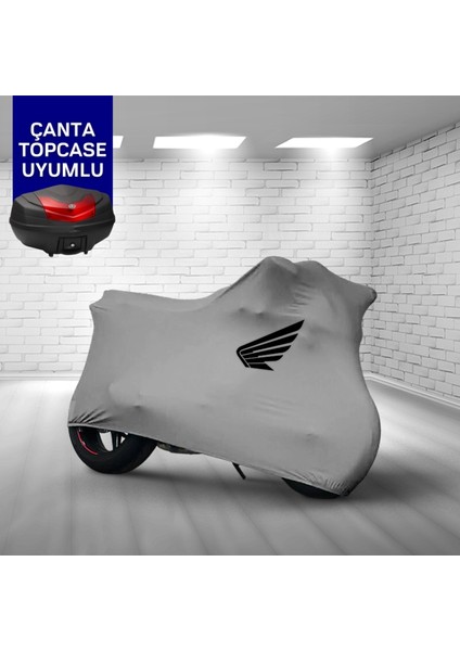 Ultra Shop Honda Vfr 1200 F Motosiklet Branda Topcase Çanta Uyum Logolu Kumaş Penye Gri Motor Branda