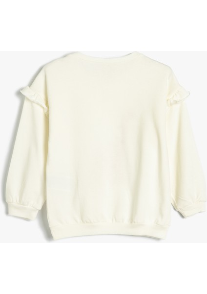 Dinozorlu Sweatshirt Aplike Detaylı Uzun Kollu Bisiklet Yaka Şardonlu Pamuklu fiyatları