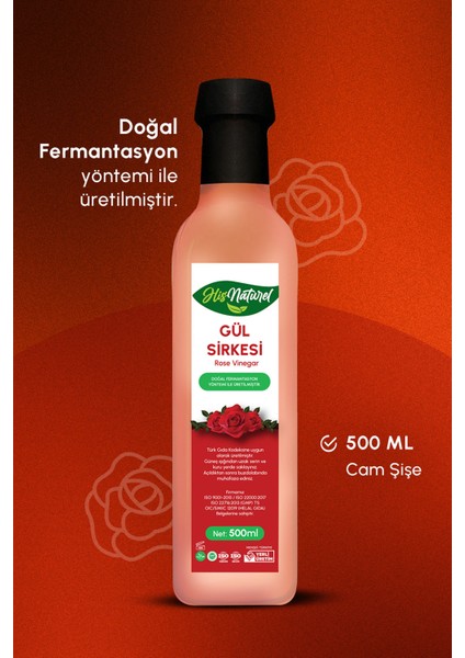 Organik Yıllanmış Gül Sirkesi Doğal Fermantasyon 2'li 500 Ml. modelleri