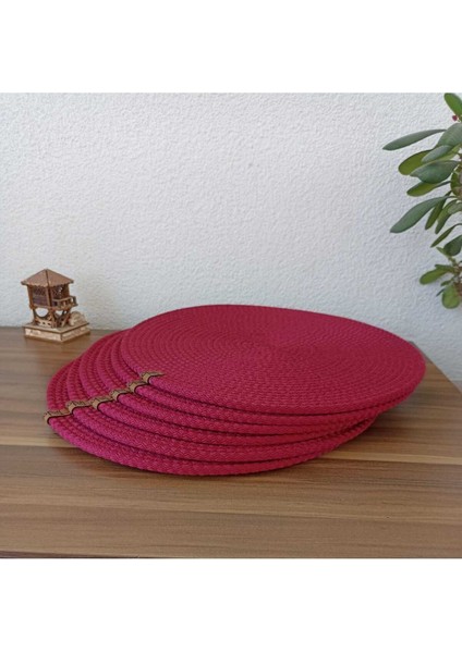 6 Adet 32 cm Fuşya Supla / Amerikan Servis - Kahve Sunum - Tabak Altlıgı