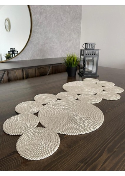 Krem Amerikan Runner / Masa Örtüsü / Salon Sehpa Örtüsü 115*50 cm