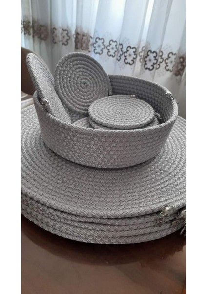 13 Parça 32 cm Açık Gri Supla Takımı /Ekmek Sepeti/Bardak Altlıgı Amerikan Servis fırsatları