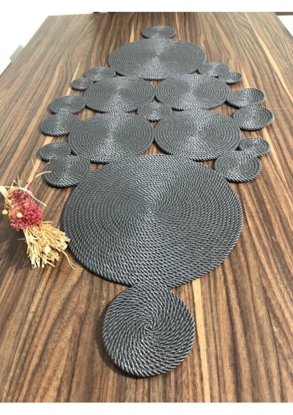 Antrasit Runner Çok Amaçlı Örtü (80 x 35) Tamamen Dikilerek Yapılmıştır