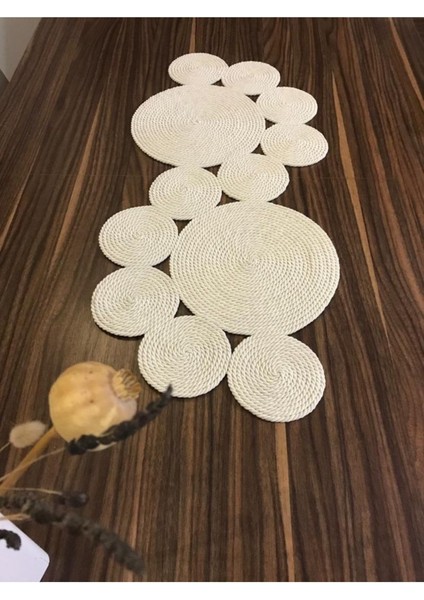 Krem Runner / Masa / Salon Sehpa Örtüsü (75 x 34)