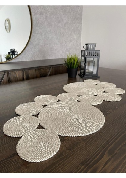 Krem Runner / Masa / Salon Sehpa Örtüsü (75 x 34)