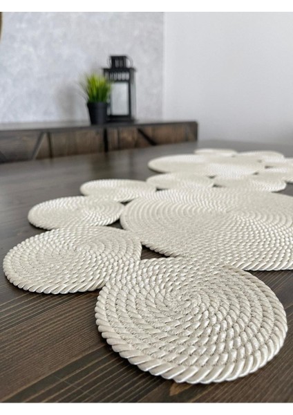 Krem Runner / Masa / Salon Sehpa Örtüsü (75 x 34)