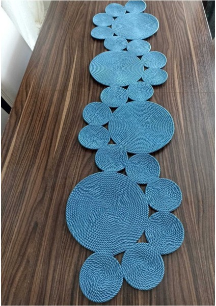Indigo Mavi Runner / Masa / Salon Sehpa Örtüsü (140 x 35)