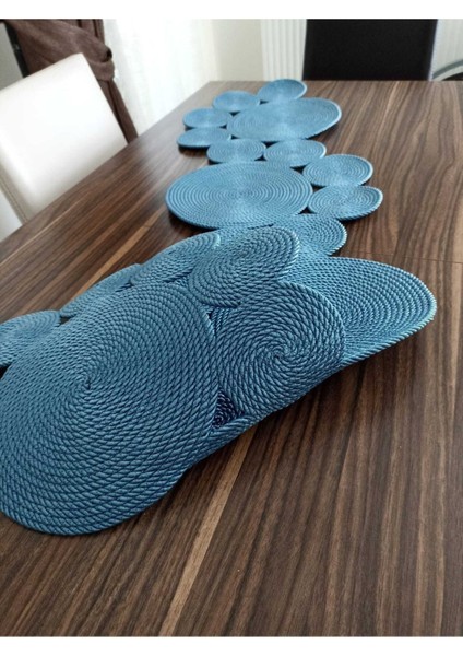 Indigo Mavi Runner / Masa / Salon Sehpa Örtüsü (140 x 35)