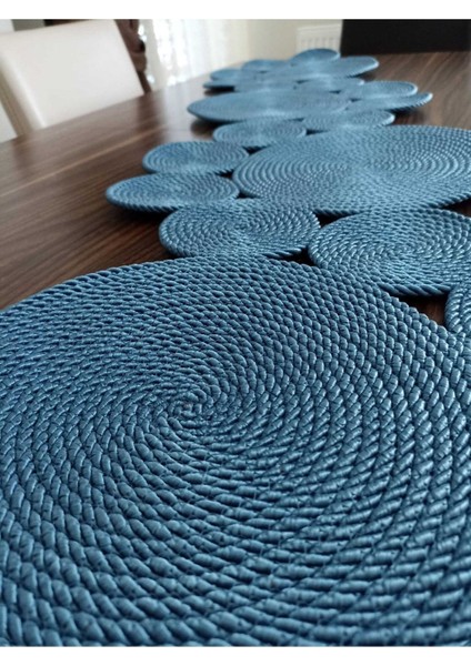 Indigo Mavi Runner / Masa / Salon Sehpa Örtüsü (140 x 35)
