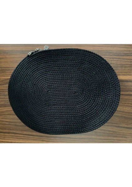 6 Adet Siyah Renk Oval Supla / Amerikan Servis (30 x 40)