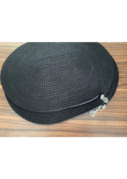 6 Adet Siyah Renk Oval Supla / Amerikan Servis (30 x 40)
