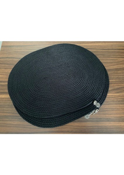 6 Adet Siyah Renk Oval Supla / Amerikan Servis (30 x 40)