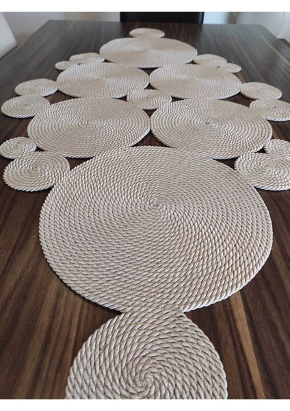 Açık Vizon Çok Amaçlı Masa /Salon/ Mutfak Örtüsü/Runner/Dikilerek Yapılmıştır (100 x 45) cm